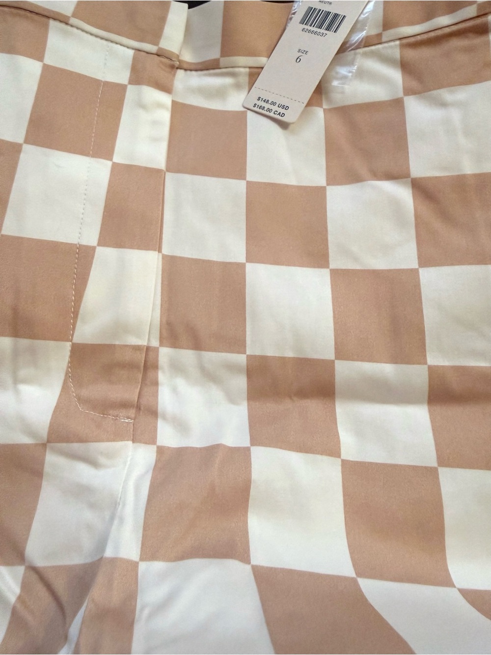 Hutch Anthropologie Checkerboard Pants Beige & White Spring Summer Weight NWT - Picture 8 of 8